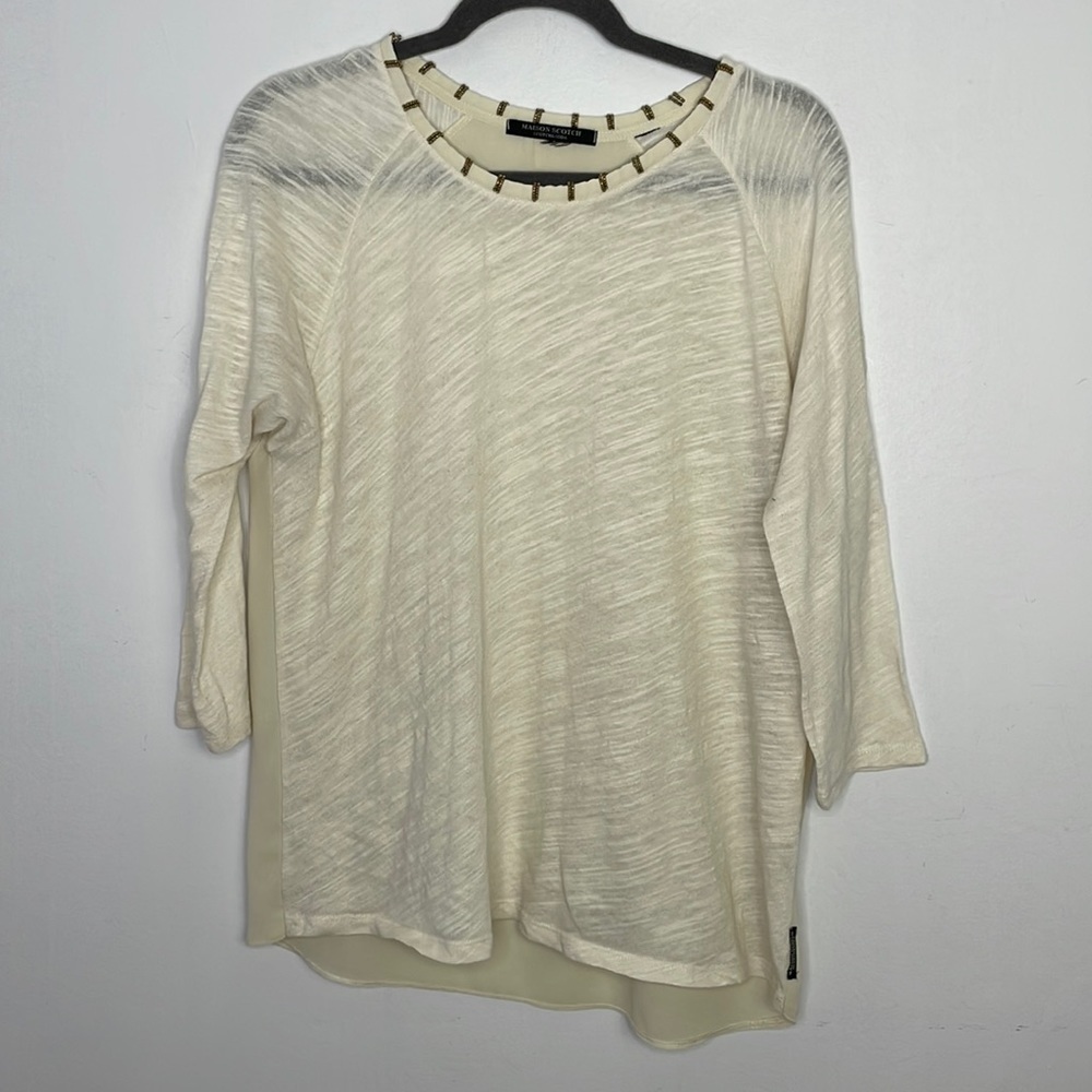 Scotch & Soda beads collar cream mix fabric top